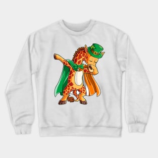 Dabbing Giraffe St Patricks Day Men Leprechaun Irish Crewneck Sweatshirt